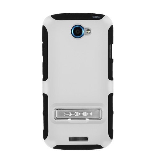 Seidio CSK3HTNESK-GL ACTIVE Case with Metal Kickstand for Use with HTC One S - 1 Pack - Carrying Case - Retail Packaging - Glossed White