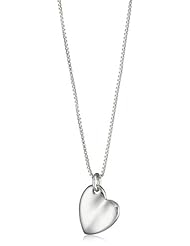 ELLE Jewelry "Emotion" Sterling Silver Solid and Smooth Heart Necklace 18"