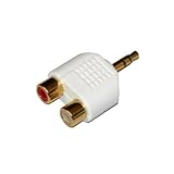 Phono to 3.5mm Jack Adapter - Gold Plated Connectors (Stereo RCA Phono to 3.5mm Jack) - White