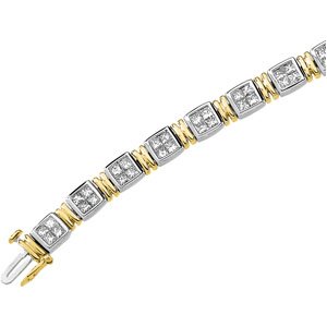 Genuine IceCarats Designer Jewelry Gift 14K White/Yellow Gold Two Tone Diamond Bracelet. Bracelet Two Tone Diamond Bracelet In 14K White/Yellow Gold