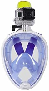 Snorkel Mask for Adults and Youth. Easy Breath Full Face Design Gopro Diving Mask (Blue, L/XL)