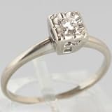 14K White Gold Diamond Solitaire Engagement Ring - OldCities Art Deco Jewelry
