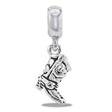 DaVinci Cowboy Boot/Shoe European/Memory Dangle Bead Double Sterling Layered Bead - Fits Pandora Bracelets