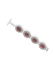 7"+1" Extension Oxidized Faceted Rough-Cut Ruby Toggle Bracelet