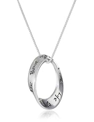 Sterling Silver "Love Life Be Brave" Circle Pendant Necklace , 18"