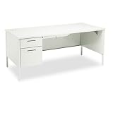 HON P3266LQQ 66 by 30 by 29-1/2-Inch Metro Classic Left Pedestal L-Workstation Desk, Light Gray