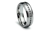 Stainless Steel Ring with CZ Satin High Polish