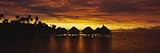 Silhouette of Stilt Houses on the Beach, Bora Bora, French Polynesia by Panoramic Images , 12x36
