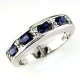 14K White Gold 1.00 CTW Oval Sapphire & Diamond Band