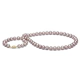 AA+ Quality, 7.0-8.0 mm Lavender Freshwater Pearl Necklace, 18-inch, 14k Yellow Gold Clasp
