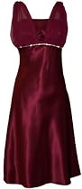 Satin Chiffon Prom Dress Holiday Formal Gown Bridesmaid Crystals Knee-Length Junior Plus Size