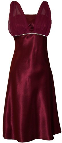 Satin Chiffon Prom Dress Holiday Formal Gown Bridesmaid Crystals Knee-Length