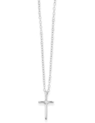 MadiK® Kids 14k White Gold .01ct Diamond Polished Religious Cross Necklace 15"