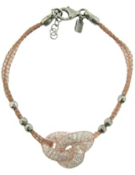 O&G Australia Cubic Zirconia, 925 Sterling Silver with Rose Gold Plating Mesh Bracelet - 5mm