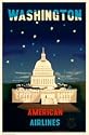 American Airlines Washington DC Retro Travel Poster