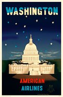 American Airlines Washington DC Retro Travel Poster in Plastic Cover