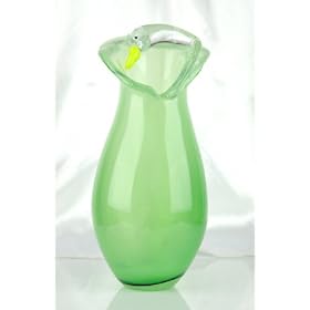 Glass Lime Green Vase Adorable 100% Handblown Art X439