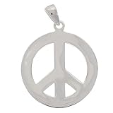 Sterling Silver Large Pendant Sleek Peace Sign 29.5mm