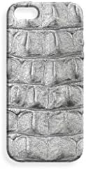Iphone 5s Silver Embossed Crocodile Case by ValenzHandmade