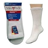 MediPeds Diabetic Crew Socks White Large 2 Pair Value Pack