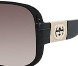 IMAGE OF Gucci Women's 3170/N/S Rectangle Sunglasses,Shiny Black Frame/Brown Gradient Lens,One Size
