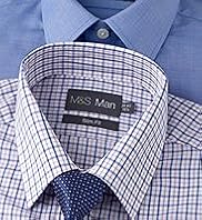 2 Pack Slim Fit Easycare Plain & Checked Shirt with Tie
