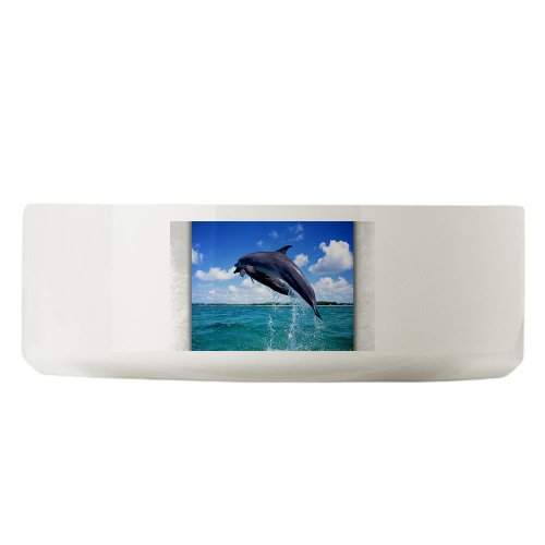 Large Dog Cat Food Water Bowl Dolphins Singing