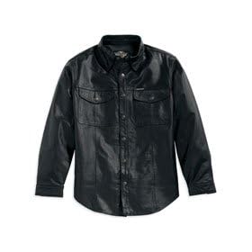 Harley Davidson Mens Classic Leather Shirt. Snap-down collar and custom snaps. 98111-98VM by Harley Davidson