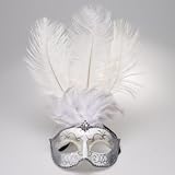 White Masquerade Feather Mask
