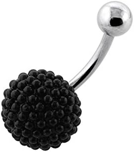 Multi Tiny Black Pearl Setting on 9MM Ball with 14 Gauge 316L Surgical Steel Belly Button Ring