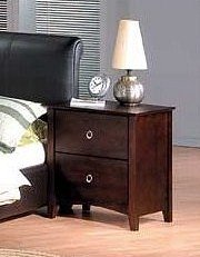 Contemporary Style Cherry Brown Finish Wood Night Stand w/2 Drawers