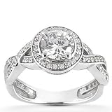Real 1.00 CT Fancy Pave Round Diamond Engagement Curve Vintage White Gold Ring