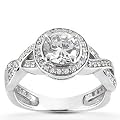 1.00CT Fancy Pave Round Diamond Engagement Curve Ring
