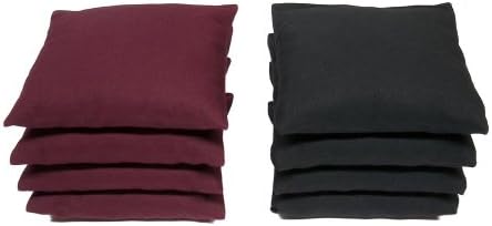 Weather Resistant Cornhole Bags (Set of 8) by Cornhole Galaxy - 17 Colors to Choose From (Burgundy/Black)