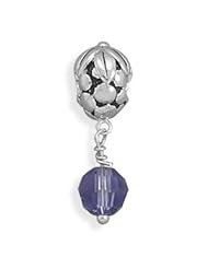 Sterling Silver Purple Glass Charm Bead