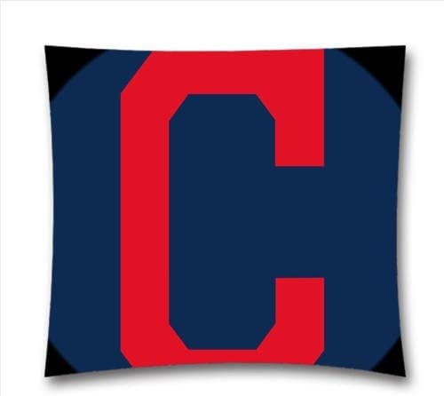 Kings Bedding Shop's 18 by 18 inches inches Pillowcase, MLB Cotton Square Pillow Cover, Cleveland Indians Baseball Pillow Sham, Thanksgiving Decorations