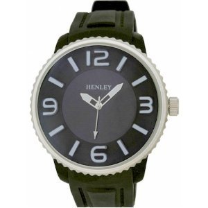Henley Raised White Digits Black Silicone Strap Gents Watch H02044.3