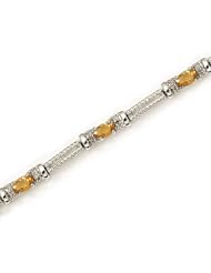 10k White Gold Natural Citrine And Diamond Tennis Bracelet