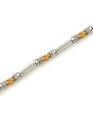 14k White Gold Natural Citrine And Diamond Tennis Bracelet