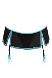 Torrid Plus Size Black And Turquoise Mesh Skirted Thong with Garters
