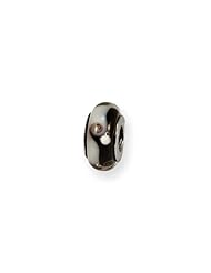 Black and Gray Glass Charm for 3mm Charm Bracelets