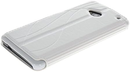 MOONCASE Premium PU Leather Slim Flip Bracket Window Case Cover for HTC One M7 White