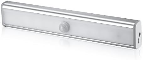 Vitovill USB Rechargeable Wireless Portable PIR Motion Sensor LED Light Bar with Stick-on Magnetic Strip for Wardrobes, Cabinets, Drawers, Bar Sets, Stairs, corridors, Toilets Sliver