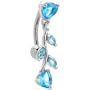 Top Drop Aquamarine Heart Vine Cubic Zirconia Belly Ring