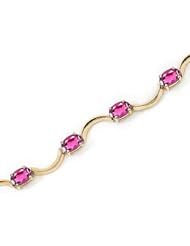 10K Yellow Gold Oval Pink Topaz Bracelet