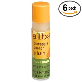 Alba Botanica Lip Balm, Pineapple Quench, .15-Ounce Tube (Pack of 6)
