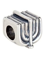 Menorah Slider Charm in Sterling Silver for 3mm Bead Bracelets
