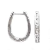 14k White Gold & Diamond Channel-Set Oval Hoop Earrings (0.50ctw)