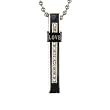 Stainless Steel Large "Love" Cubic Zirconia Bar Pendant Necklace