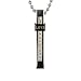 Stainless Steel Large "Love" Cubic Zirconia Bar Pendant Necklace